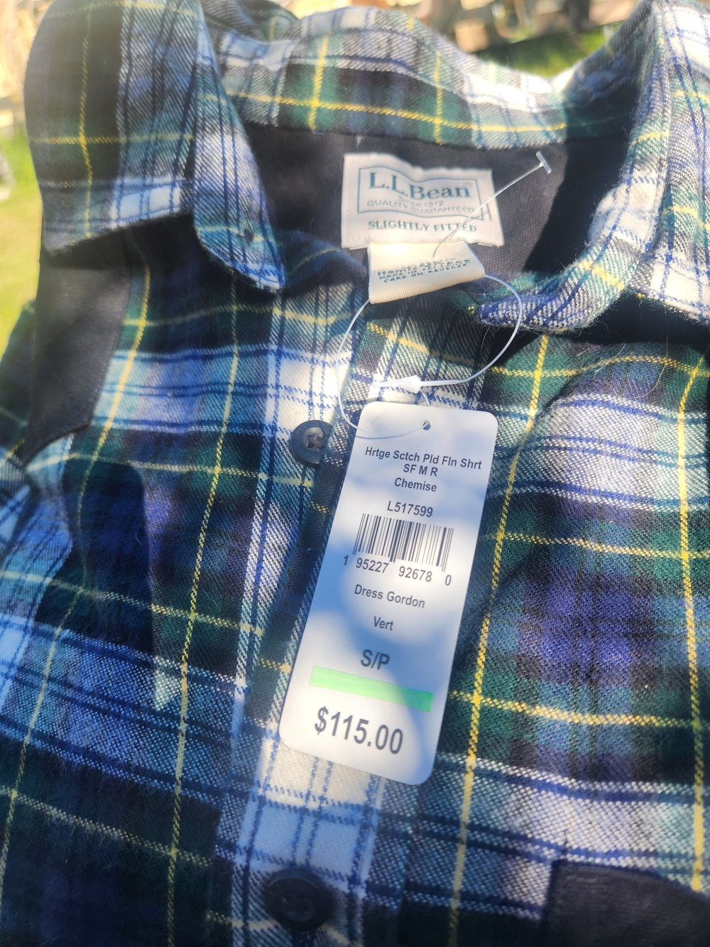 L.L. Bean Men’s Dress Gordon Plaid Button-Down Shirt - Blue & Green